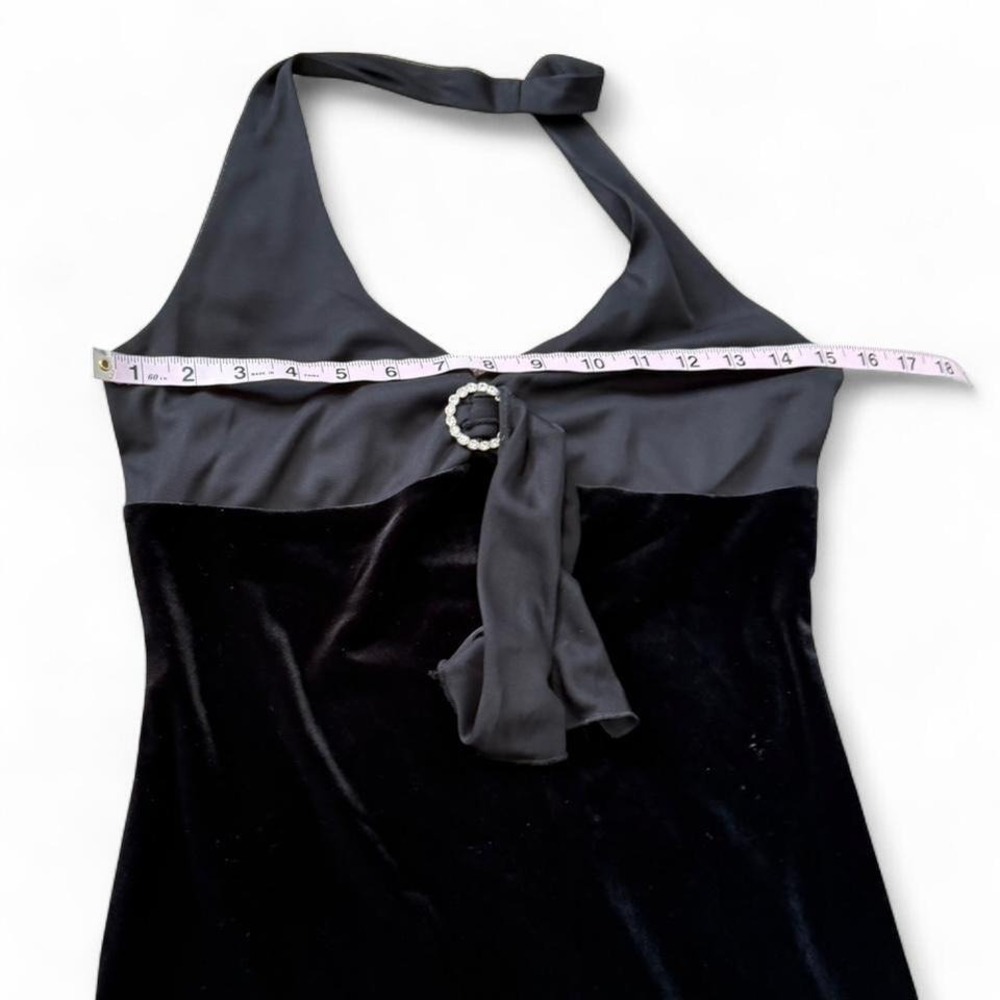 Vintage 90s Ruby Rox Black Velvet Halter Gown, Women's Size M - Picture 12 of 13